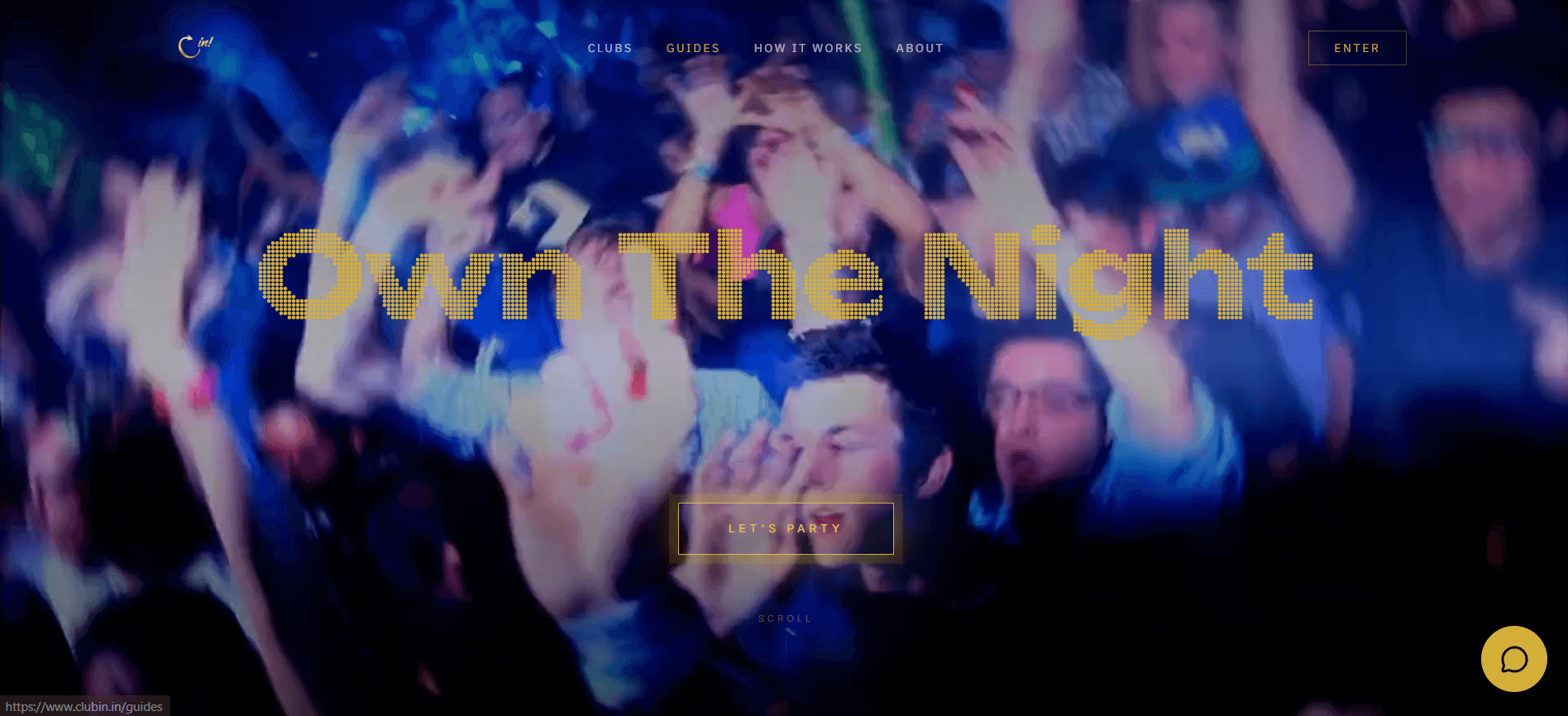 ClubIn luxury neon-lit nightclub VIP lounge and nightlife atmosphere.